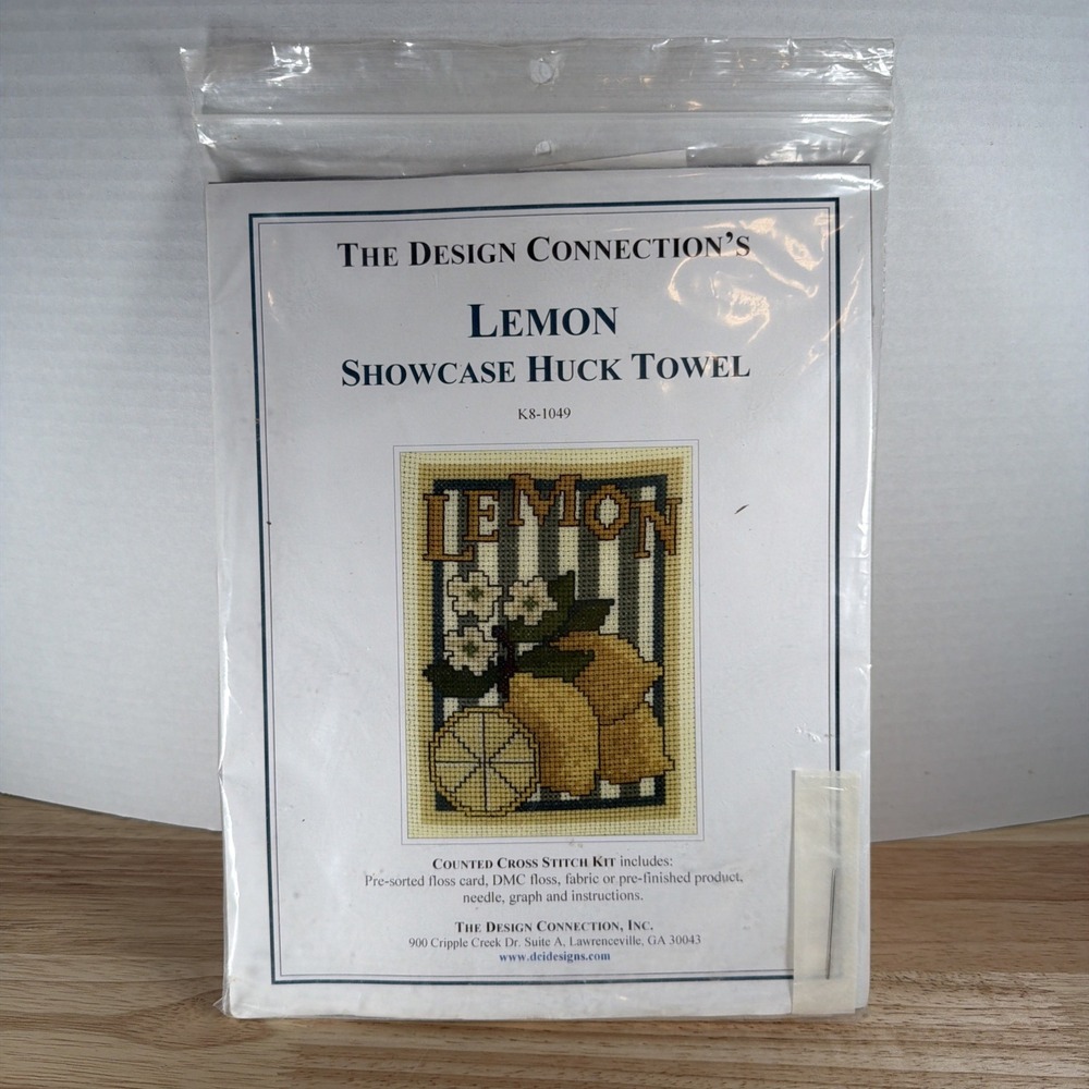 NEW! Design Connection's Cross Stitch Kit "Lemon Showcase Huck Towel"
